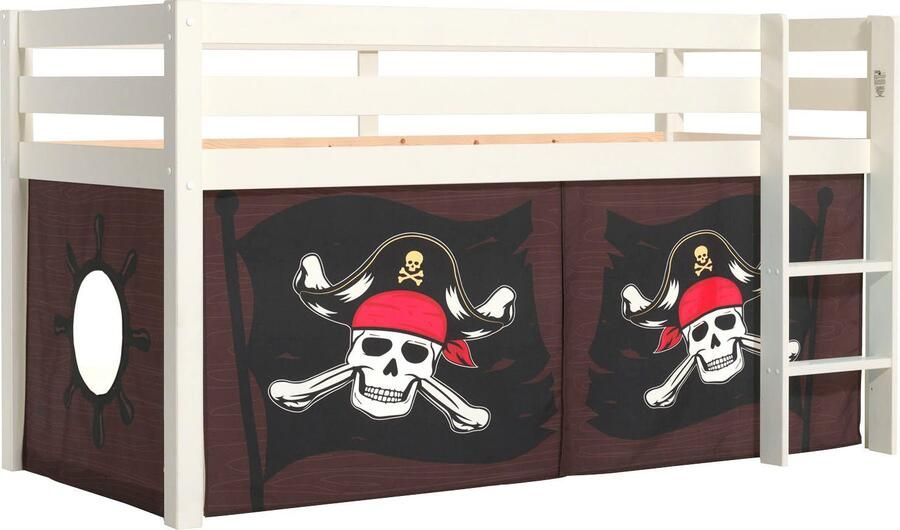 Vipack Speelbed Pino massief dennenhout met lattenbodem en textielset gemaakt in Europa - Foto 3