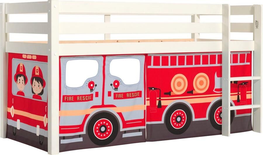 Vipack Speelbed Pino massief dennenhout met lattenbodem en textielset gemaakt in Europa - Foto 4