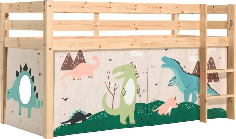 Vipack Speelbed Pino massief dennenhout met lattenbodem en textielset gemaakt in Europa - Foto 4