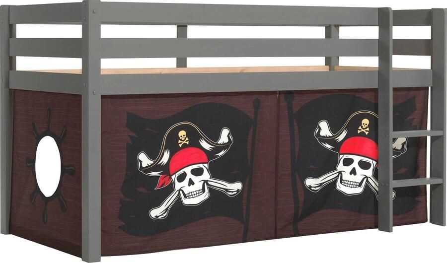 Vipack Speelbed Pino massief dennenhout met lattenbodem en textielset gemaakt in Europa - Foto 4