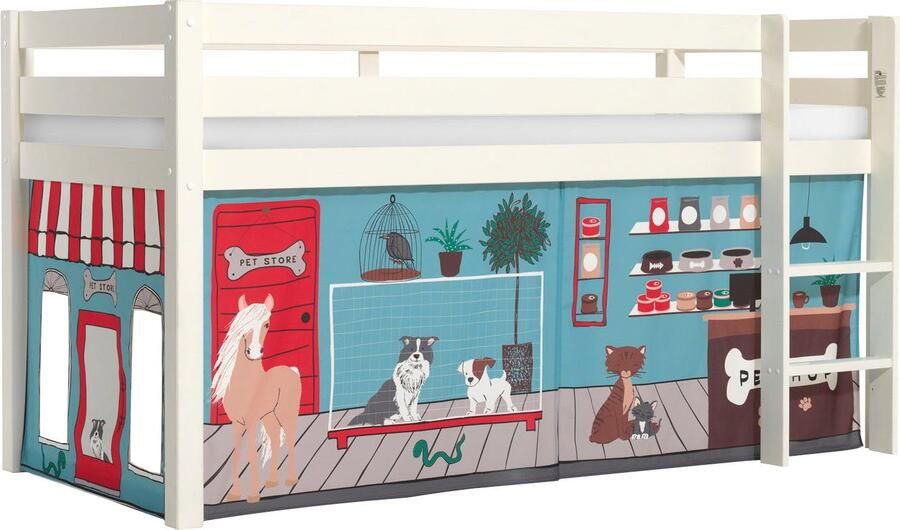 Vipack Speelbed Pino massief dennenhout met lattenbodem en textielset gemaakt in Europa - Foto 4