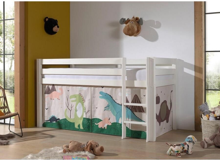 Vipack Speelbed Pino massief dennenhout met lattenbodem en textielset gemaakt in Europa