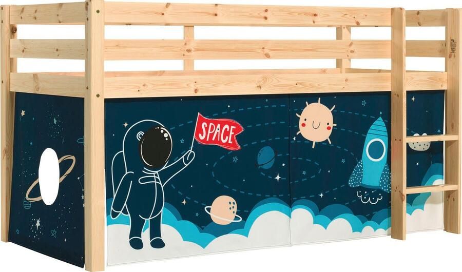 Vipack Speelbed Pino massief dennenhout met lattenbodem en textielset gemaakt in Europa - Foto 5