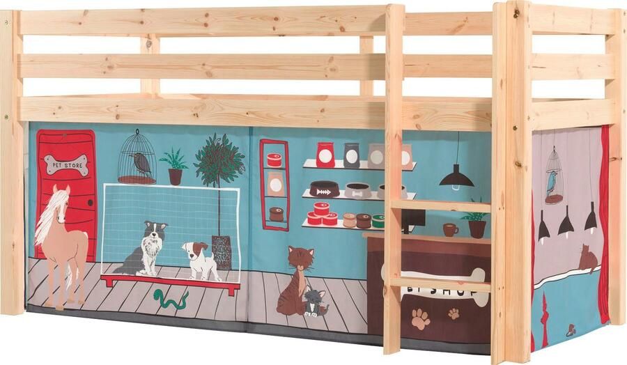 Vipack Speelbed Pino massief dennenhout met lattenbodem en textielset gemaakt in Europa - Foto 4