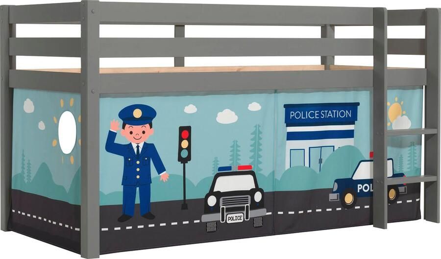 Vipack Speelbed Pino massief dennenhout met lattenbodem en textielset gemaakt in Europa - Foto 3