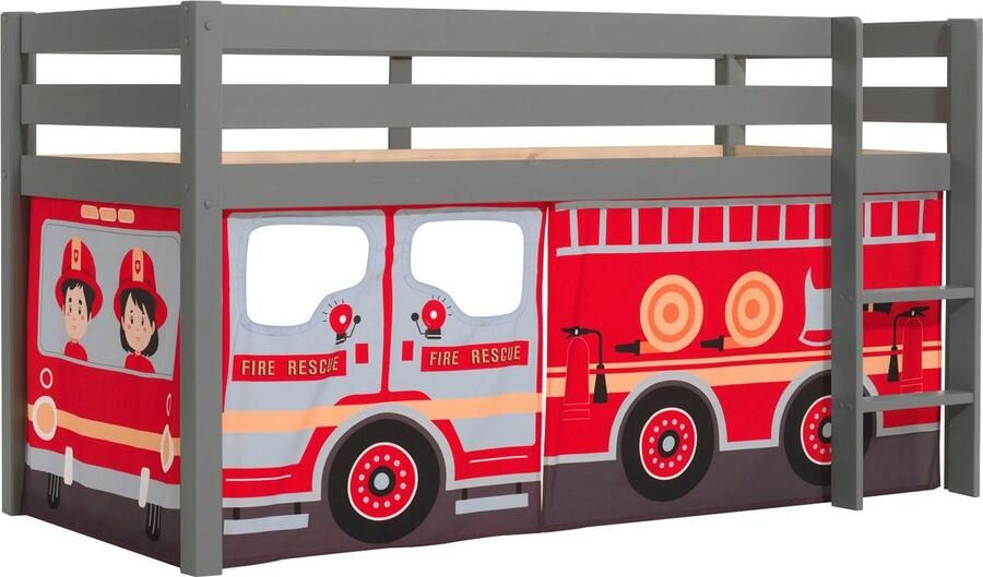 Vipack Speelbed Pino massief dennenhout met lattenbodem en textielset gemaakt in Europa - Foto 4