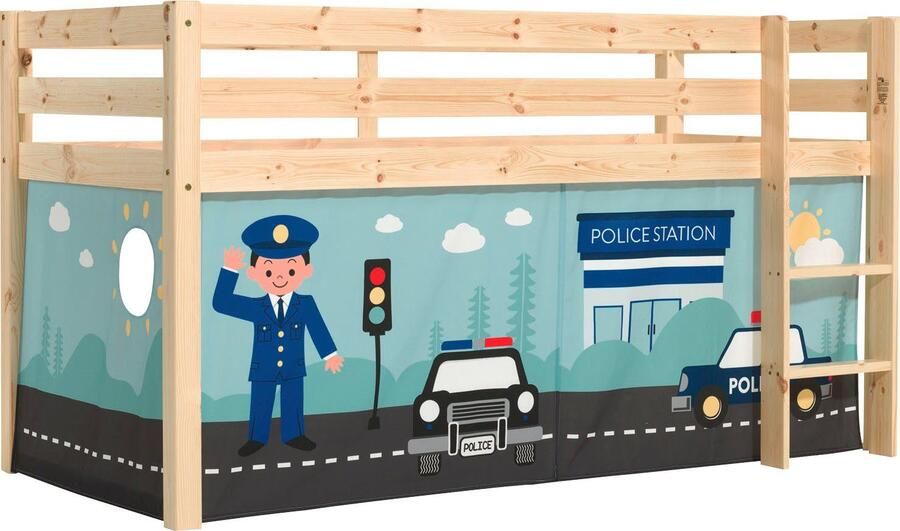 Vipack Speelbed Pino massief dennenhout met lattenbodem en textielset gemaakt in Europa - Foto 3