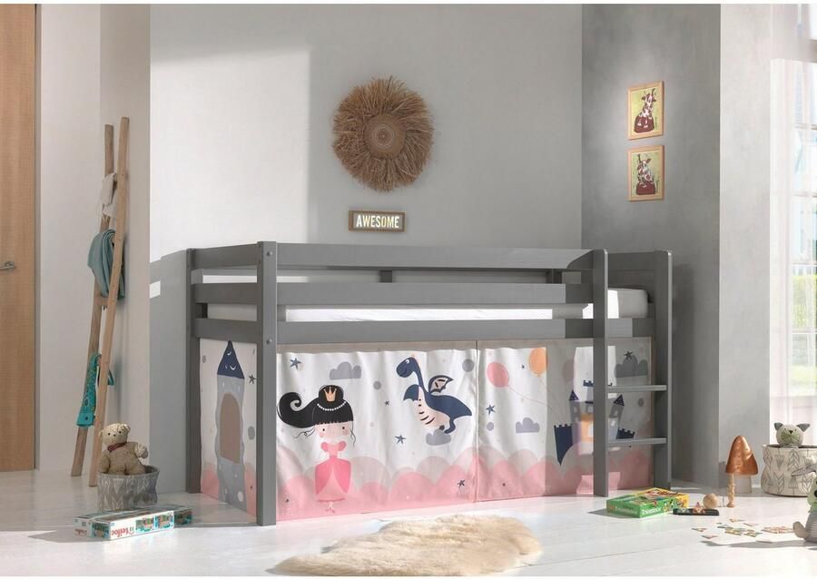 Vipack Speelbed Pino massief dennenhout met lattenbodem en textielset gemaakt in Europa - Foto 2