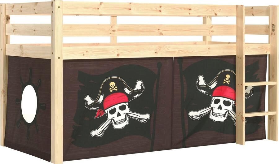 Vipack Speelbed Pino massief dennenhout met lattenbodem en textielset gemaakt in Europa - Foto 6