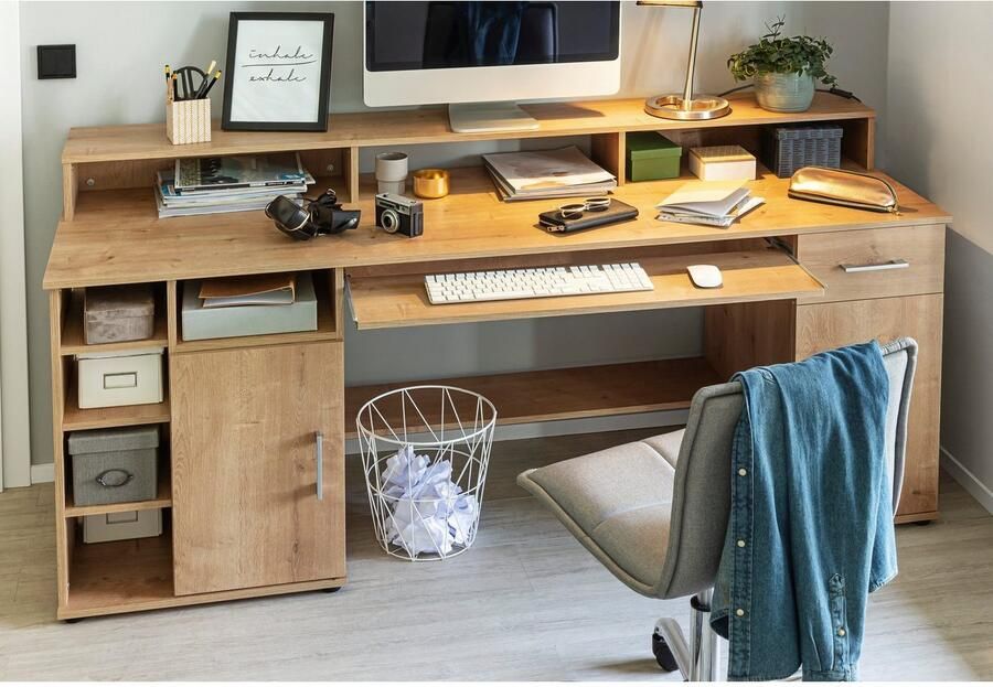 VOGL Möbelfabrik Bureau Timra met monitoropzetstuk toetsenbordlade & towercompartiment - Foto 7