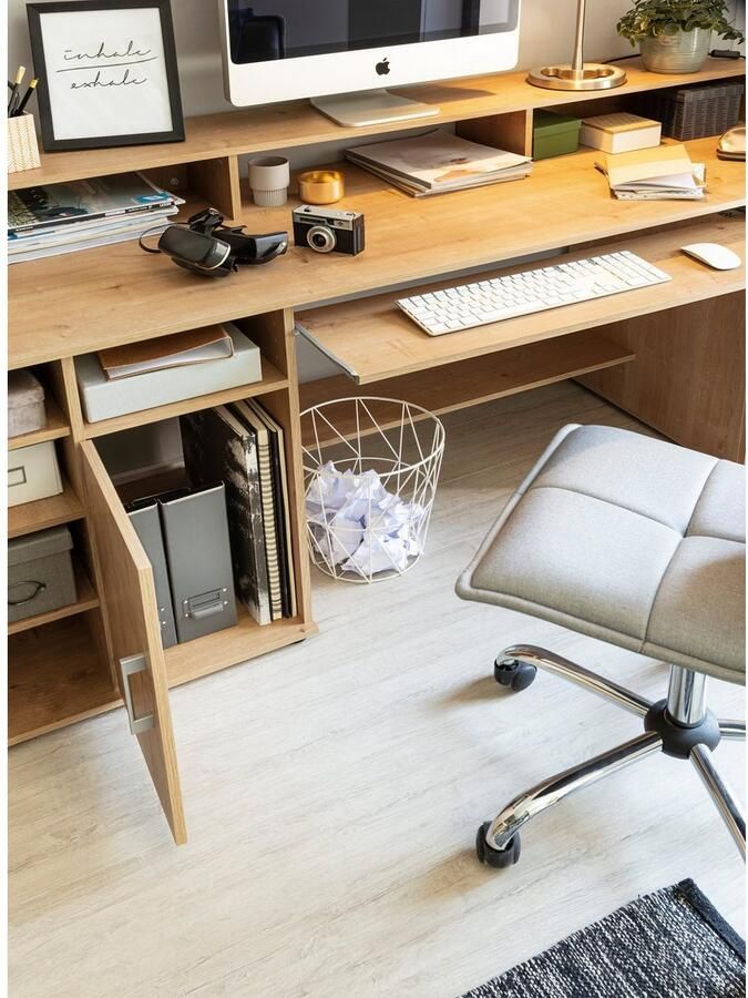 VOGL Möbelfabrik Bureau Tim met monitorsteun toetsenborduitrekking & torencompartiment - Foto 5