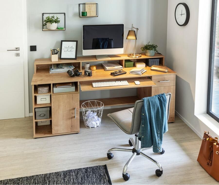 VOGL Möbelfabrik Bureau Timra met monitoropzetstuk toetsenbordlade & towercompartiment - Foto 3