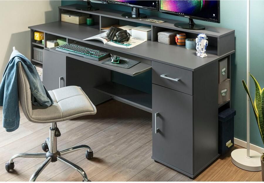 VOGL Möbelfabrik Bureau Timra met monitoropzetstuk toetsenbordlade & towercompartiment - Foto 5