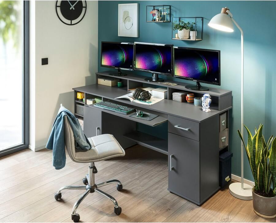 VOGL Möbelfabrik Bureau Timra met monitoropzetstuk toetsenbordlade & towercompartiment - Foto 2
