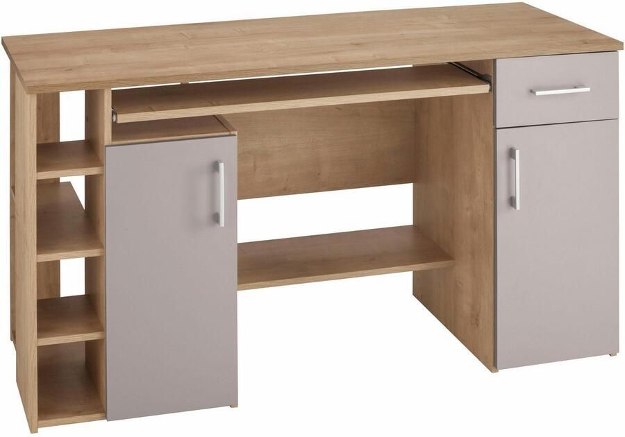 VOGL Möbelfabrik Bureau Tim met zijopen vakken & toetsenborduitrekking Printerstandaard 1 lade breedte 138 cm gemaakt in Duitsland - Foto 4