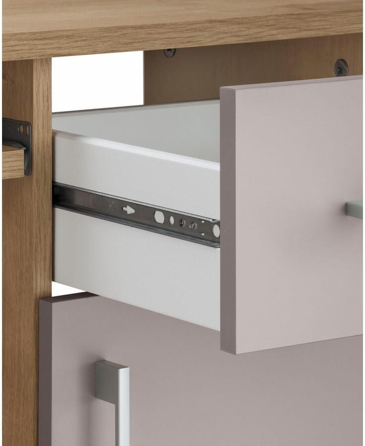 VOGL Möbelfabrik Bureau Tim met zijopen vakken & toetsenborduitrekking Printerstandaard 1 lade breedte 138 cm gemaakt in Duitsland