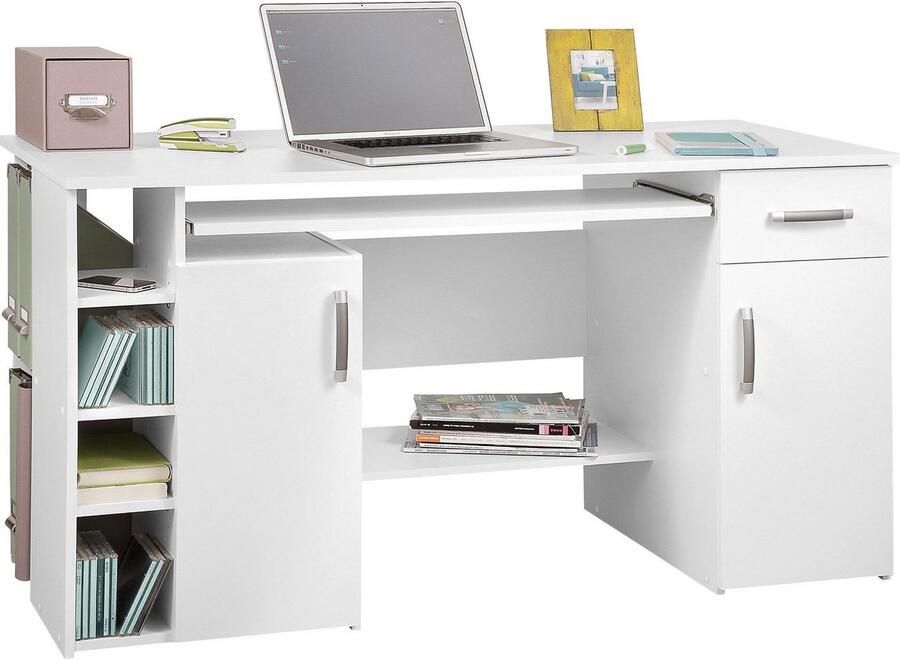 VOGL Möbelfabrik Bureau Tim met zijopen vakken & toetsenborduitrekking Printerstandaard 1 lade breedte 138 cm gemaakt in Duitsland - Foto 4