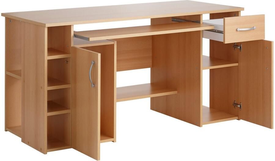 VOGL Möbelfabrik Bureau Tim met zijopen vakken & toetsenborduitrekking Printerstandaard 1 lade breedte 138 cm gemaakt in Duitsland - Foto 13