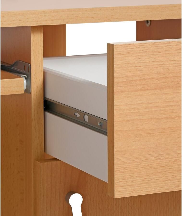 VOGL Möbelfabrik Bureau Tim met zijopen vakken & toetsenborduitrekking Printerstandaard 1 lade breedte 138 cm gemaakt in Duitsland