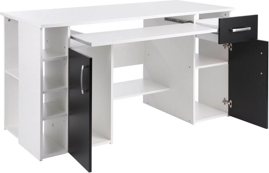 VOGL Möbelfabrik Bureau Tim met zijopen vakken & toetsenborduitrekking Printerstandaard 1 lade breedte 138 cm gemaakt in Duitsland - Foto 6