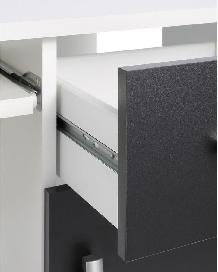 VOGL Möbelfabrik Bureau Tim met zijopen vakken & toetsenborduitrekking Printerstandaard 1 lade breedte 138 cm gemaakt in Duitsland