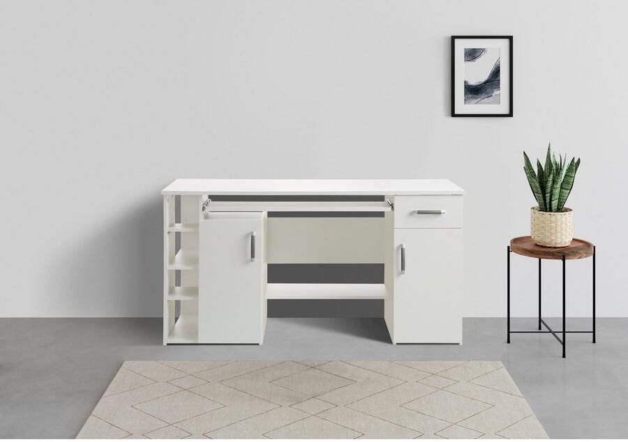 VOGL Möbelfabrik Bureau Tim met zijopen vakken & toetsenborduitrekking Printerstandaard 1 lade breedte 138 cm gemaakt in Duitsland - Foto 5