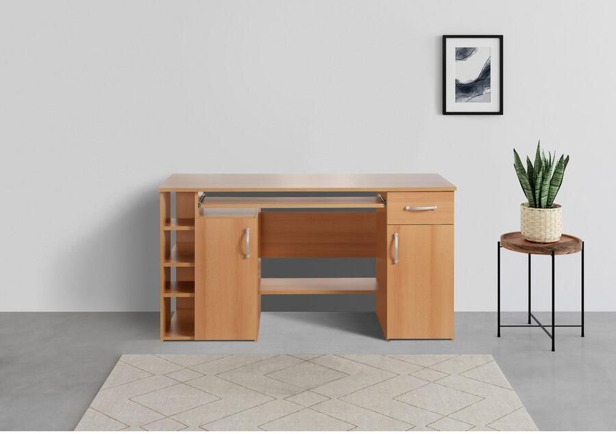 VOGL Möbelfabrik Bureau Tim met zijopen vakken & toetsenborduitrekking Printerstandaard 1 lade breedte 138 cm gemaakt in Duitsland - Foto 4