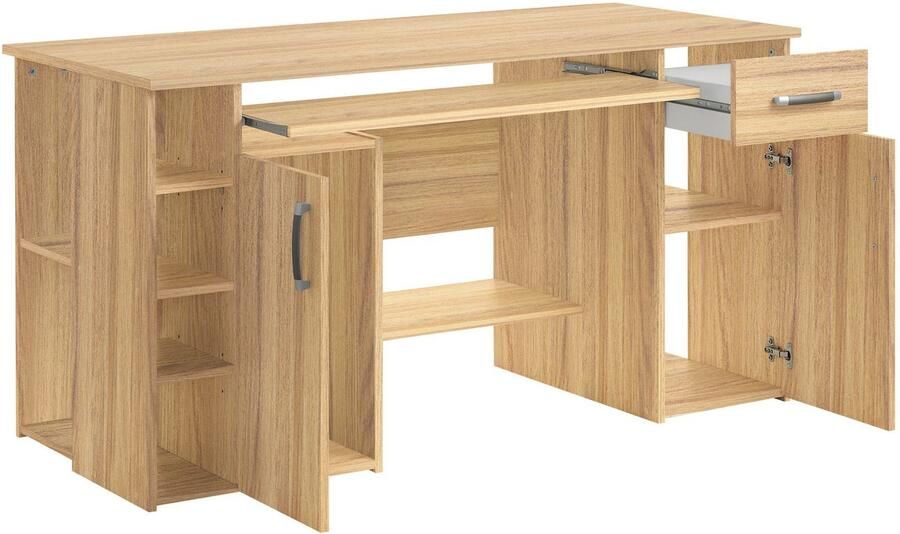 VOGL Möbelfabrik Bureau Tim met zijopen vakken & toetsenborduitrekking Printerstandaard 1 lade breedte 138 cm gemaakt in Duitsland - Foto 4