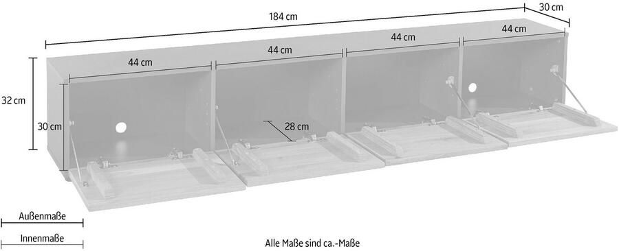 VOGL Möbelfabrik Tv-meubel 1237 Breedte 184 cm hangend en staand front van gefineerd eiken - Foto 3