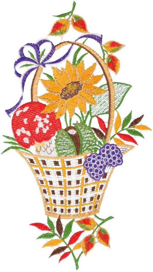 W. Reuter & Sohn Plauener Spitze Raamdecoratie "Herfstmand" in kleur - Foto 2