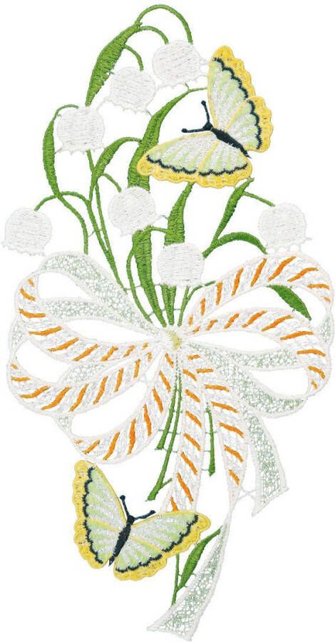 W. Reuter & Sohn Plauener Spitze Raamdecoratie "lelietje-van-dalen" in kleur - Foto 2