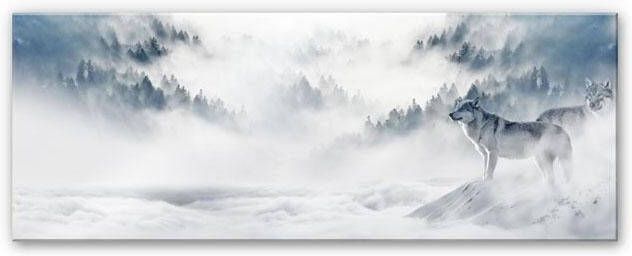 Wall-Art Artprint op acrylglas Wolven in de sneeuw panorama - Foto 1
