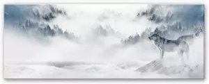 Wall-Art Artprint op acrylglas Wolven in de sneeuw panorama in 2 maten