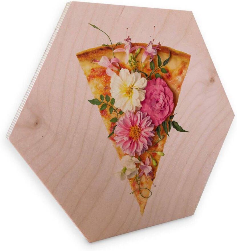Wall-Art Artprint op hout Bloemen pizza artprint op hout keuken (1 stuk) - Foto 5
