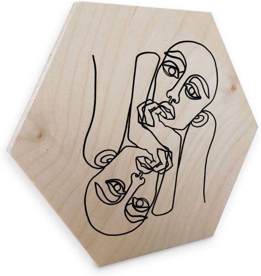 Wall-Art Artprint op hout Linework houten bord Boho decoratie (1 stuk) - Foto 5