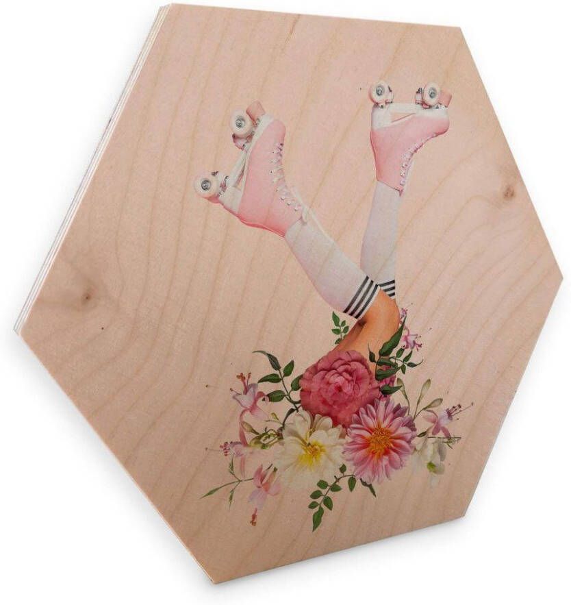 Wall-Art Artprint op hout Rollerblades bloemen artprint op hout (1 stuk) - Foto 5