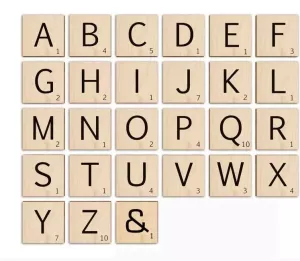 Wall-Art Artprint op hout Scrabble deco letters 15 cm (1 stuk)