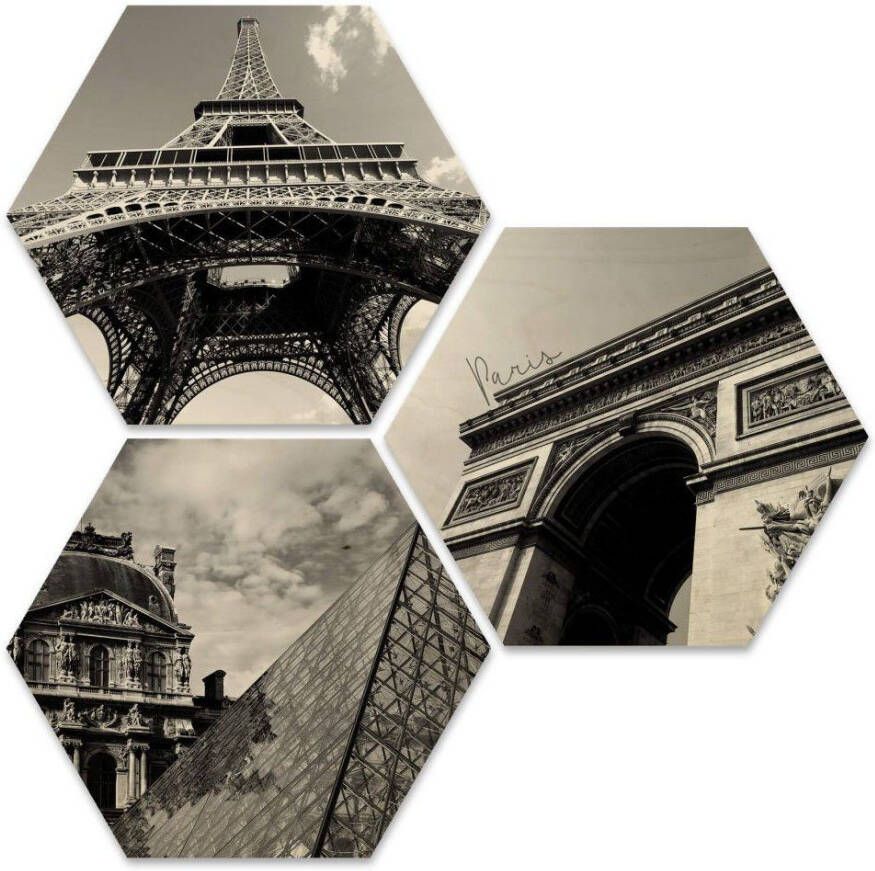 Wall-Art Meerdelige artprint Impressie Parijs stad collage (set 3-delig) - Foto 1