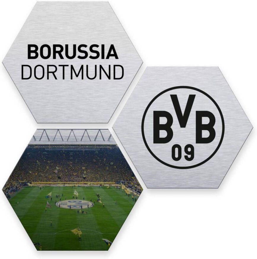 Wall-Art Meerdelige artprint Zilver Borussia Dortmund (set 3-delig)