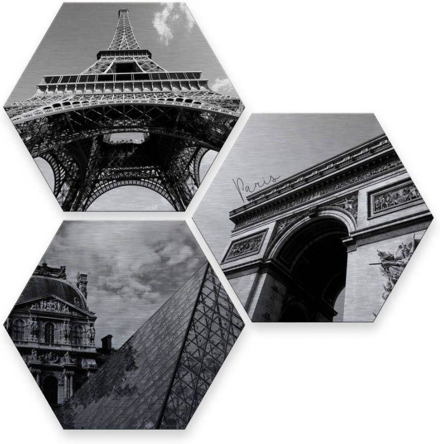 Wall-Art Meerdelige artprint Zilvereffect Impression of Paris (set 3-delig)