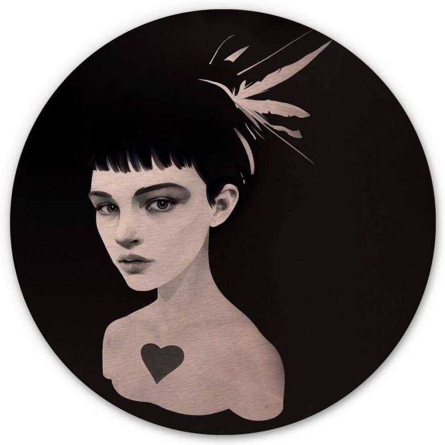 Wall-Art Metalen artprint Lady artprint hart metalen bord (1 stuk) - Foto 3