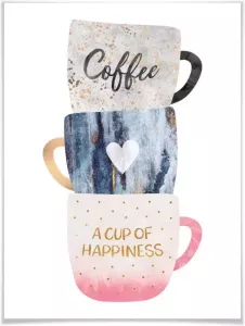Wall-Art Poster A cup of happiness (1 stuk)