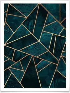 Wall-Art Poster Blauw groen edelsteen (1 stuk)