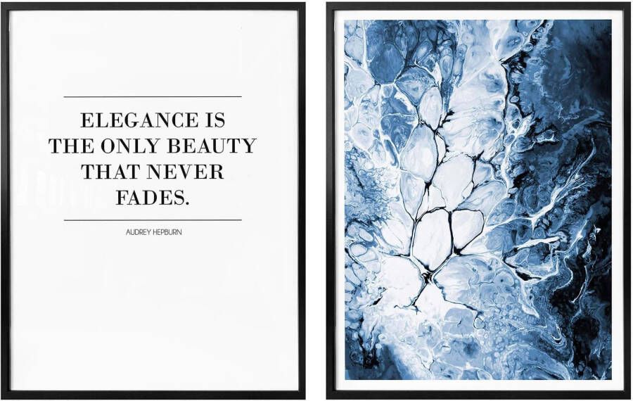 Wall-Art Poster Blauwe elegantie (set 2 stuks) - Foto 4