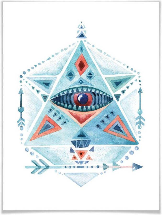 Wall-Art Poster Boho deco blauwe prisma driehoek (1 stuk) - Foto 5