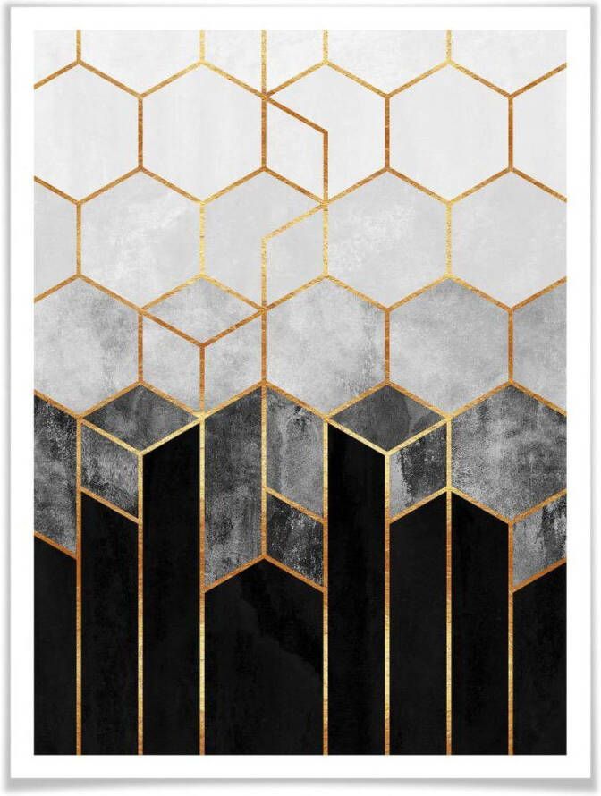 Wall-Art Poster Hexagon zwart grijs (1 stuk) - Foto 6