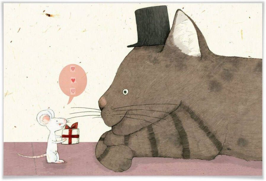 Wall-Art Poster Loske kat en muis cadeau (1 stuk) - Foto 1