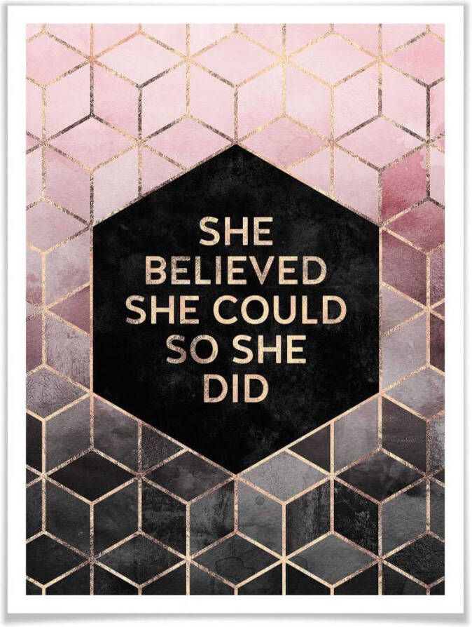 Wall-Art Poster Roze Goud citaat hexagon opschrift (1 stuk) - Foto 5
