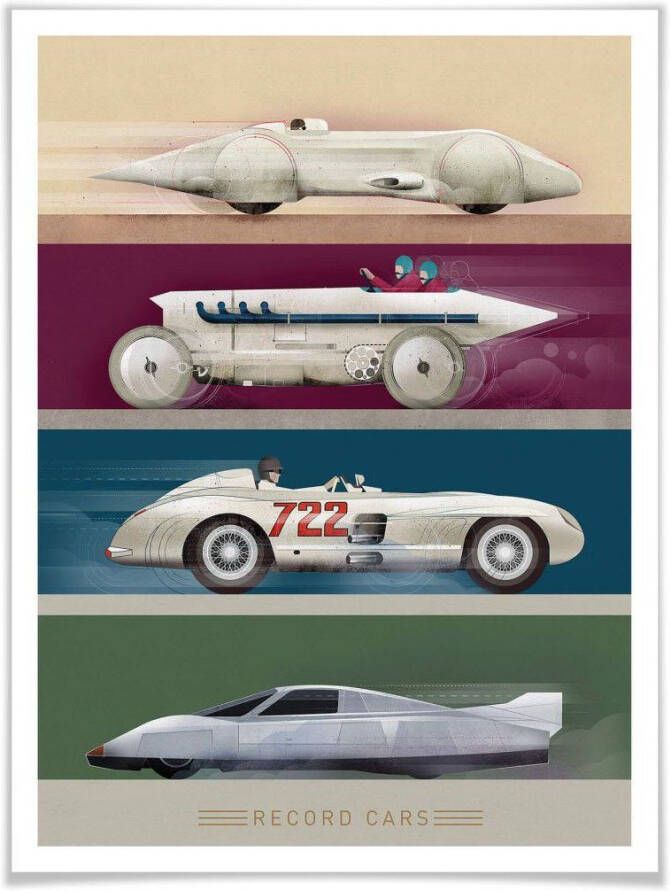 Wall-Art Poster Vintage auto retro raceauto (1 stuk) - Foto 5