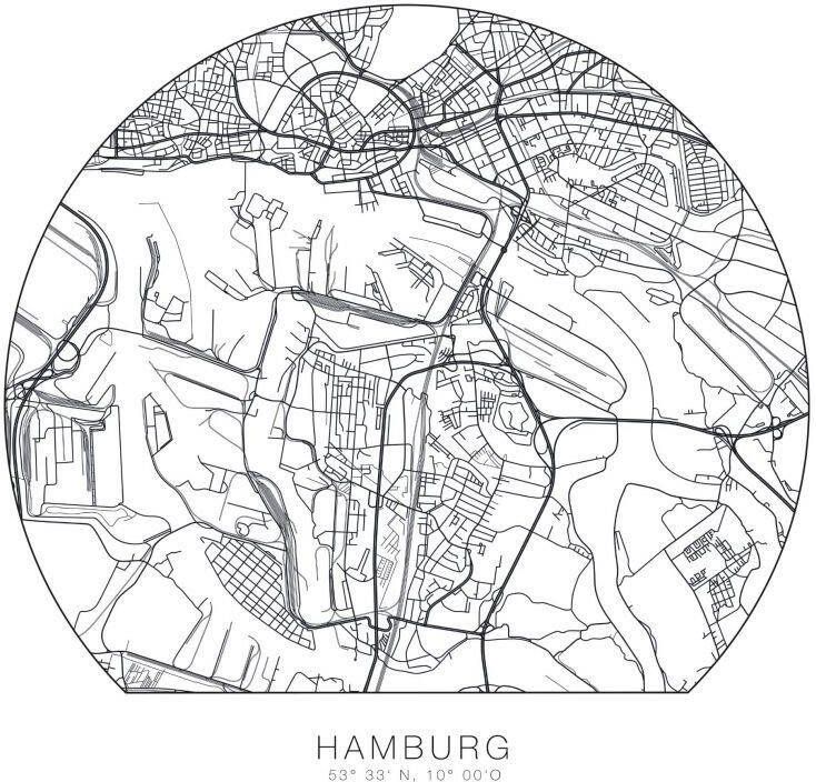 Wall-Art Wandfolie Hamburg Plattegrond te verwijderen (1 stuk) - Foto 3